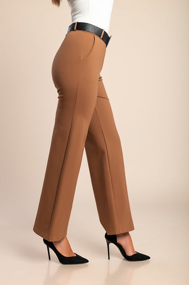 Pantaloni lunghi eleganti, color cammello