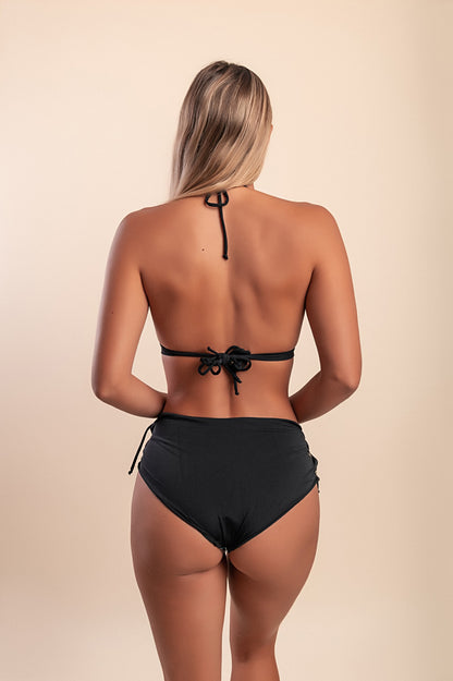 Costume da bagno due pezzi con coppe a triangolo, nero