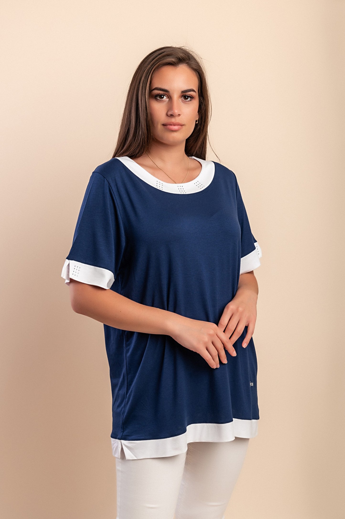 T-shirt in viscosa, blu scuro