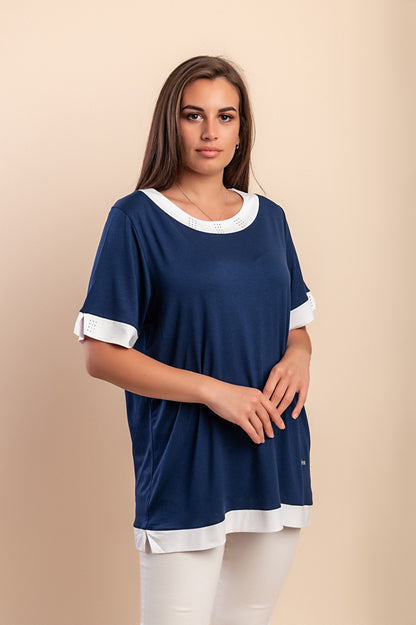 T-shirt in viscosa, blu scuro