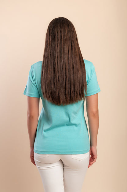 T-shirt in cotone con stampa, turchese