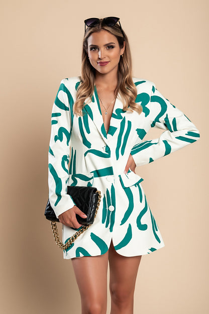 Mini abito elegante con stampa, verde