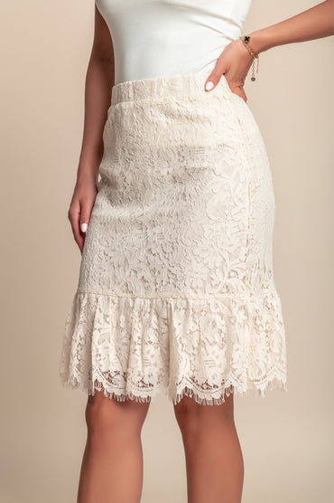 Gonna in pizzo, beige