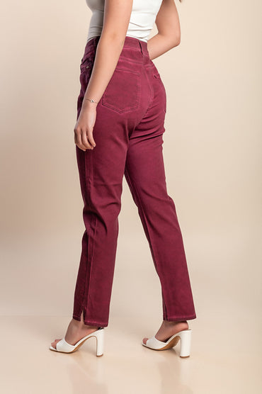 Pantaloni in cotone taglie forti, bordeaux