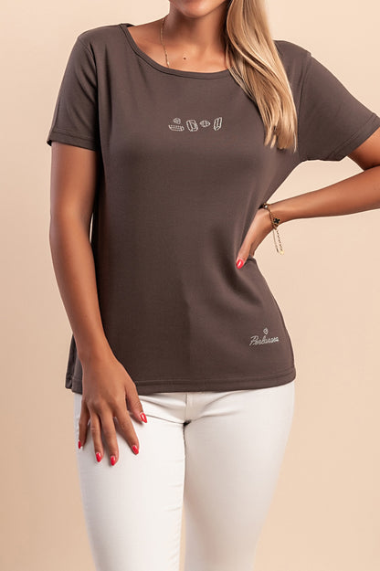 T-shirt in cotone con scollo rotondo, rossa