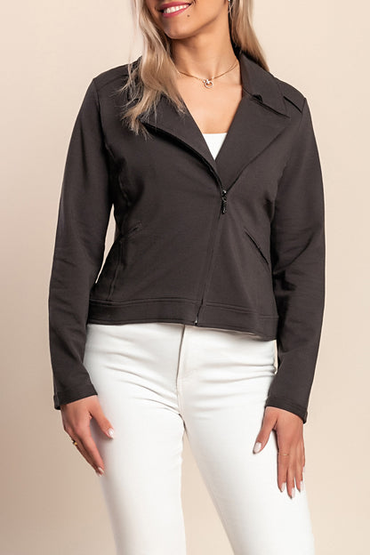 Top con cerniera, oliva