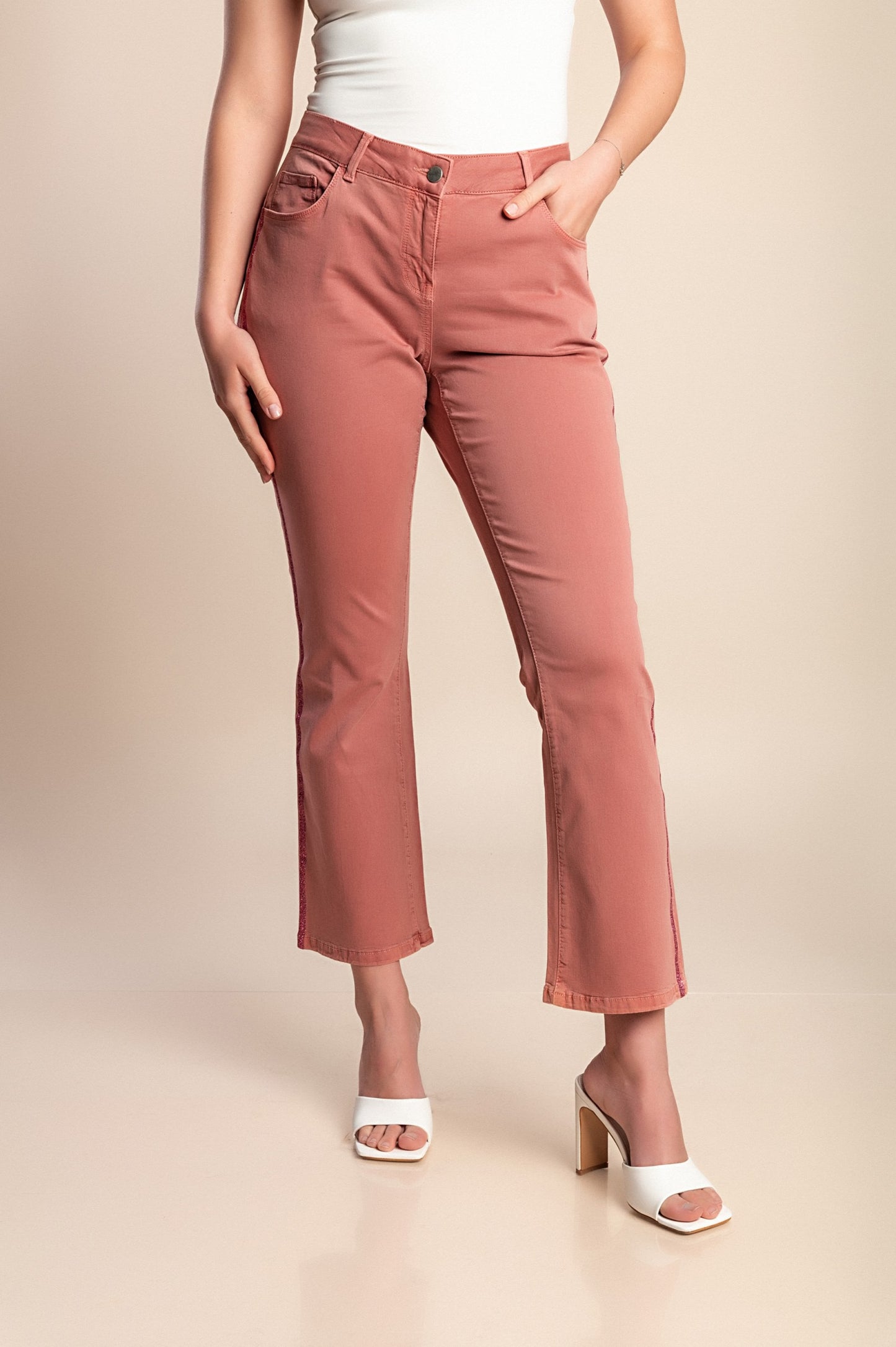 Pantaloni di cotone taglie forti, rosa