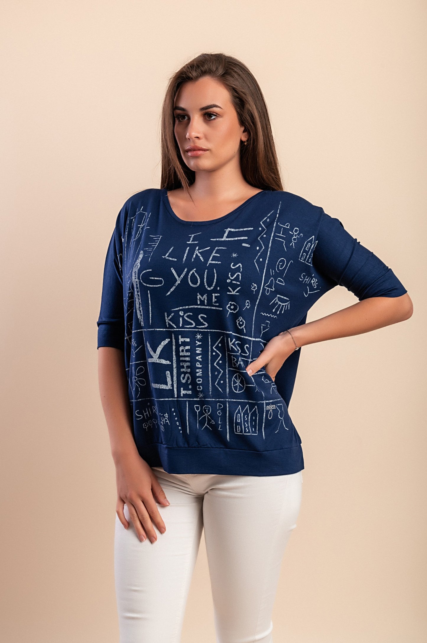 Maglietta con stampa, bianca