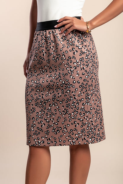 Gonna midi stampata, marrone