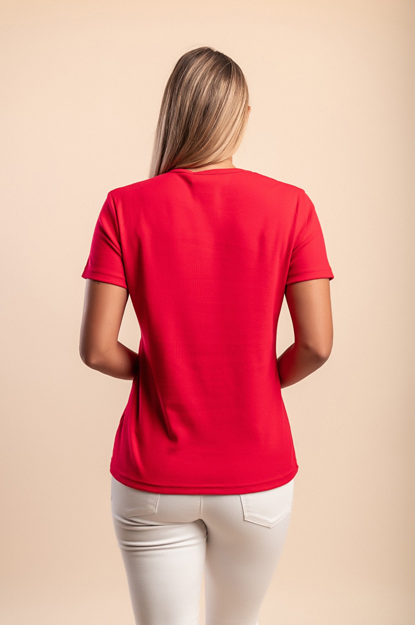 T-shirt in cotone con stampa, rossa