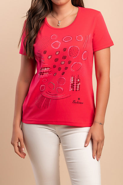T-shirt in cotone con stampa, rosa