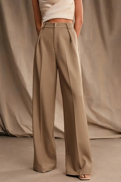 Pantaloni eleganti a vita alta, beige