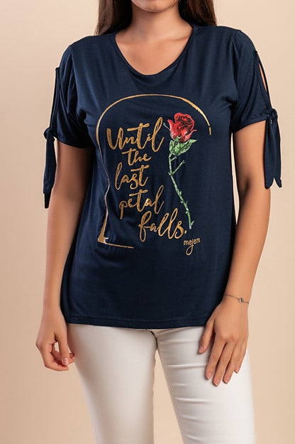 Maglietta con stampa, blu scuro