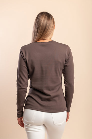 Maglia in cotone a maniche lunghe, marrone