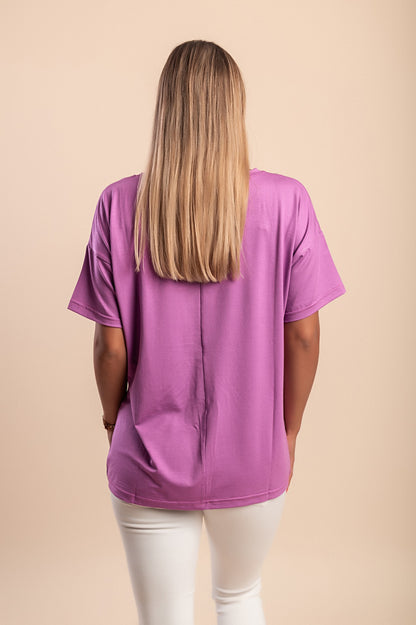 T-shirt con rivetti decorativi, blu reale