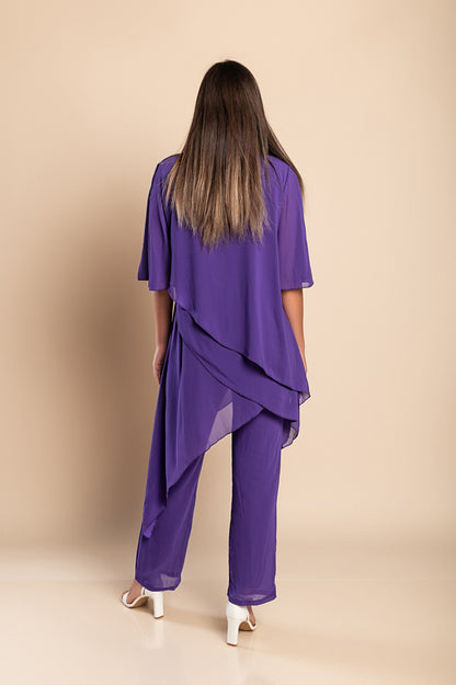 Set di elegante tunica traslucida e pantaloni lunghi  Claudette, neri