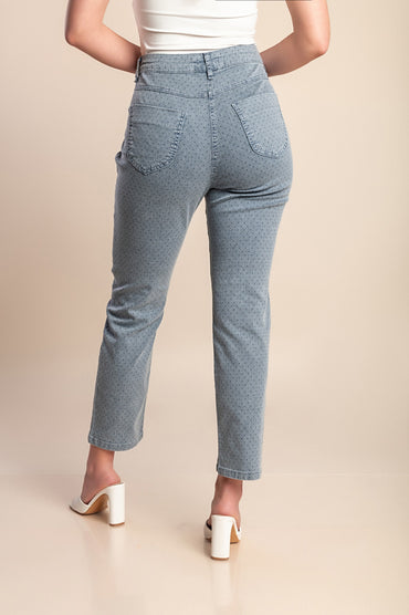 Jeans a vita alta taglie forti, blu