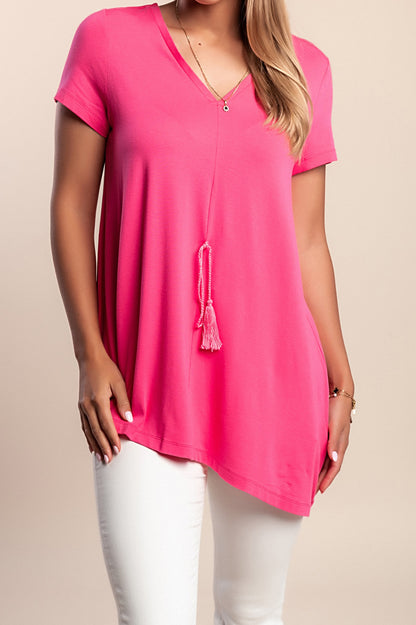 T-shirt in viscosa, fucsia