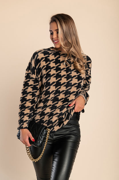Maglia morbida con stampa pepita, verde