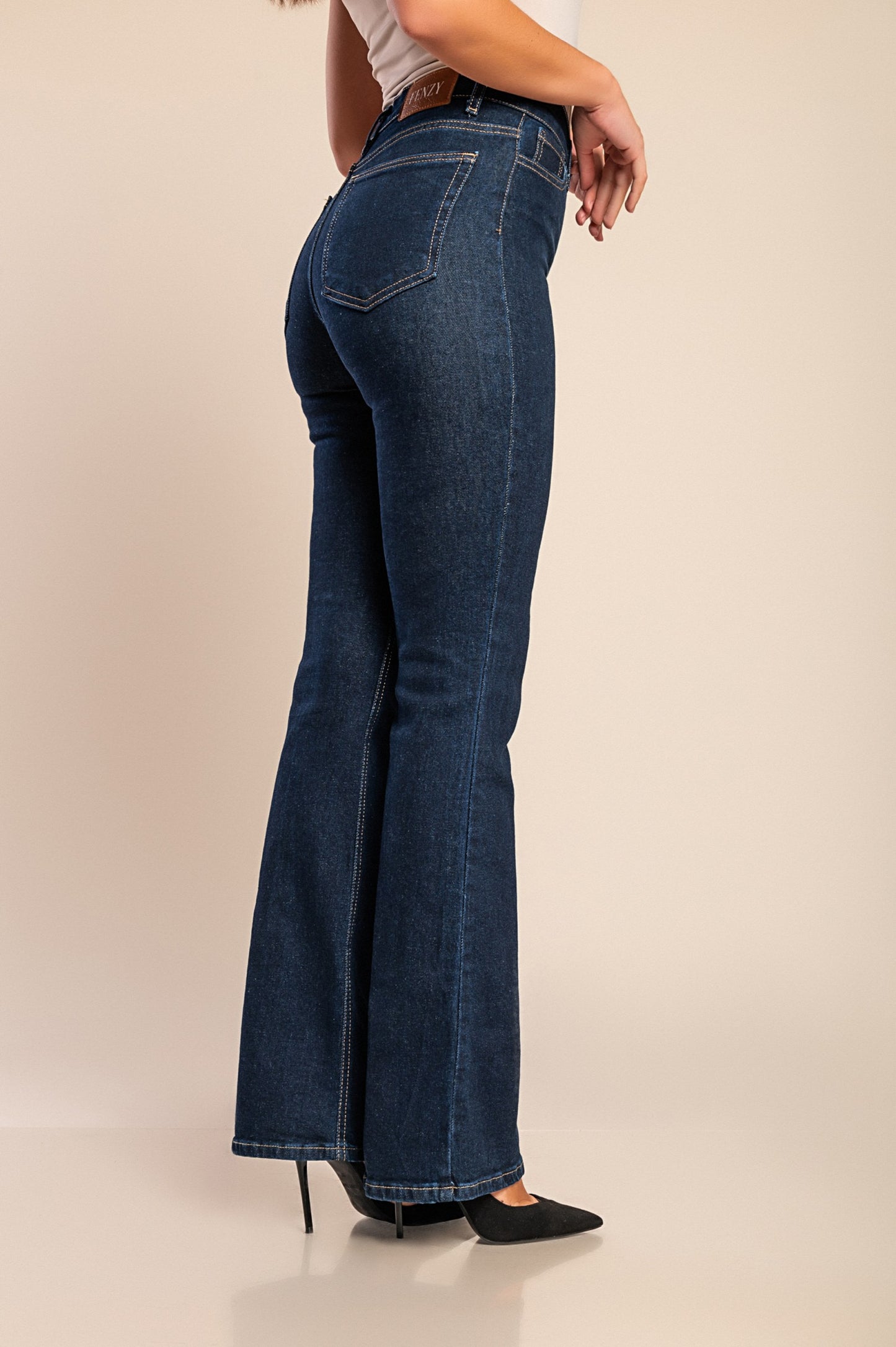 Jeans a zampa d'elefante, blu scuro