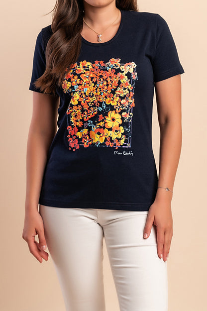 T-shirt in cotone con stampa, nera