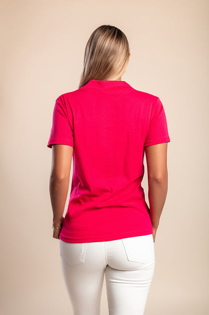 T-shirt in cotone con colletto, rosa
