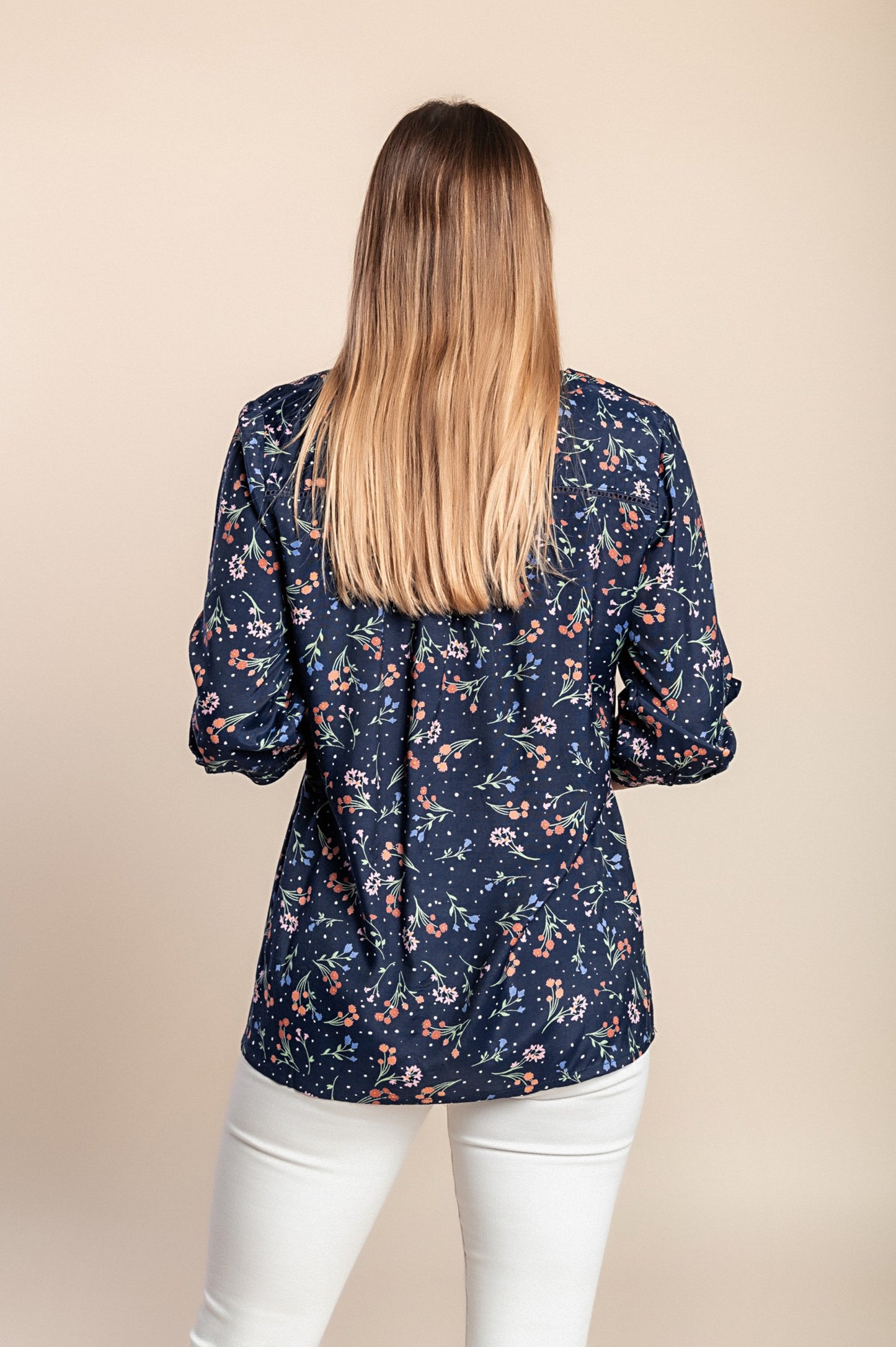 Camicetta stampata, blu scuro