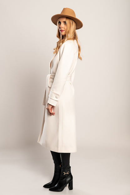Cappotto lungo elegante Canossa, panna