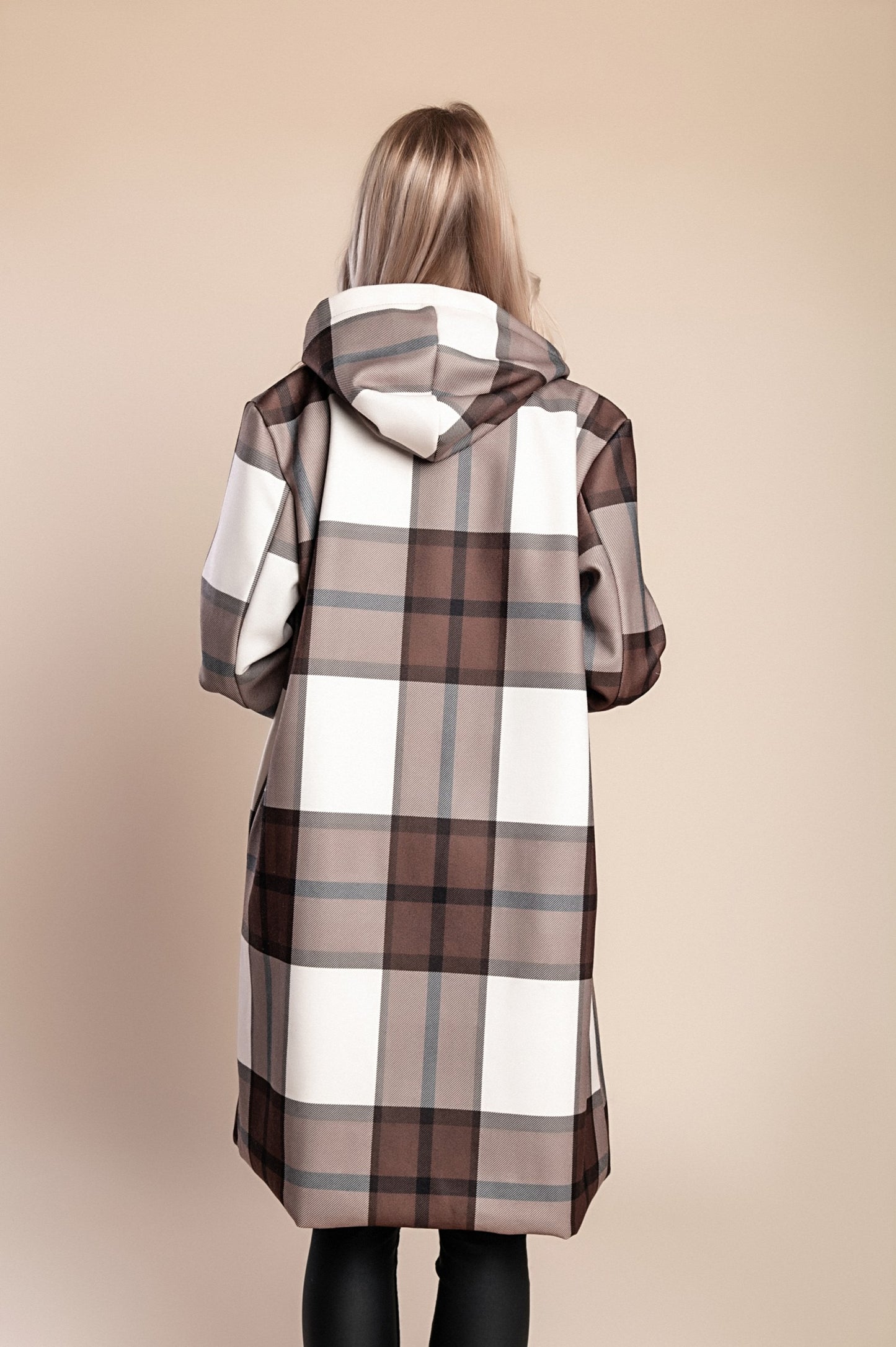 Cappotto a quadri, marrone