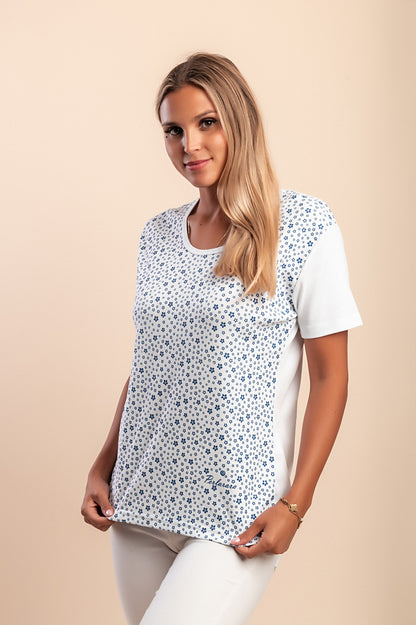 T-shirt in cotone con stampa, blu scuro