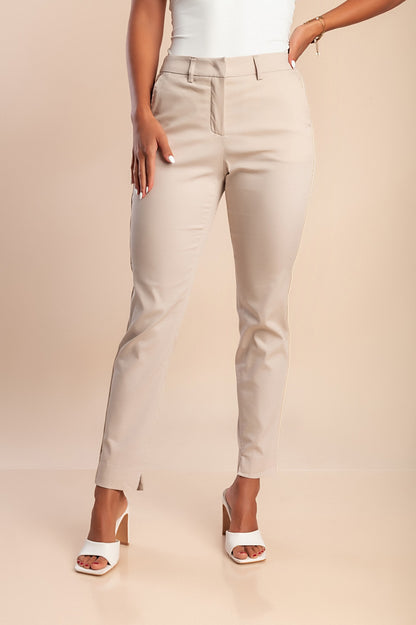 Pantaloni in cotone taglie forti, beige