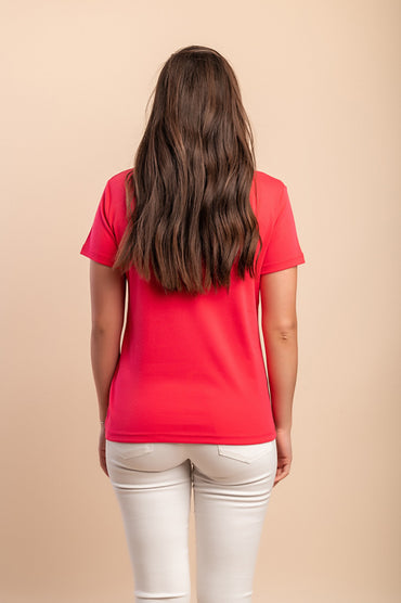 T-shirt in cotone con stampa, rosa