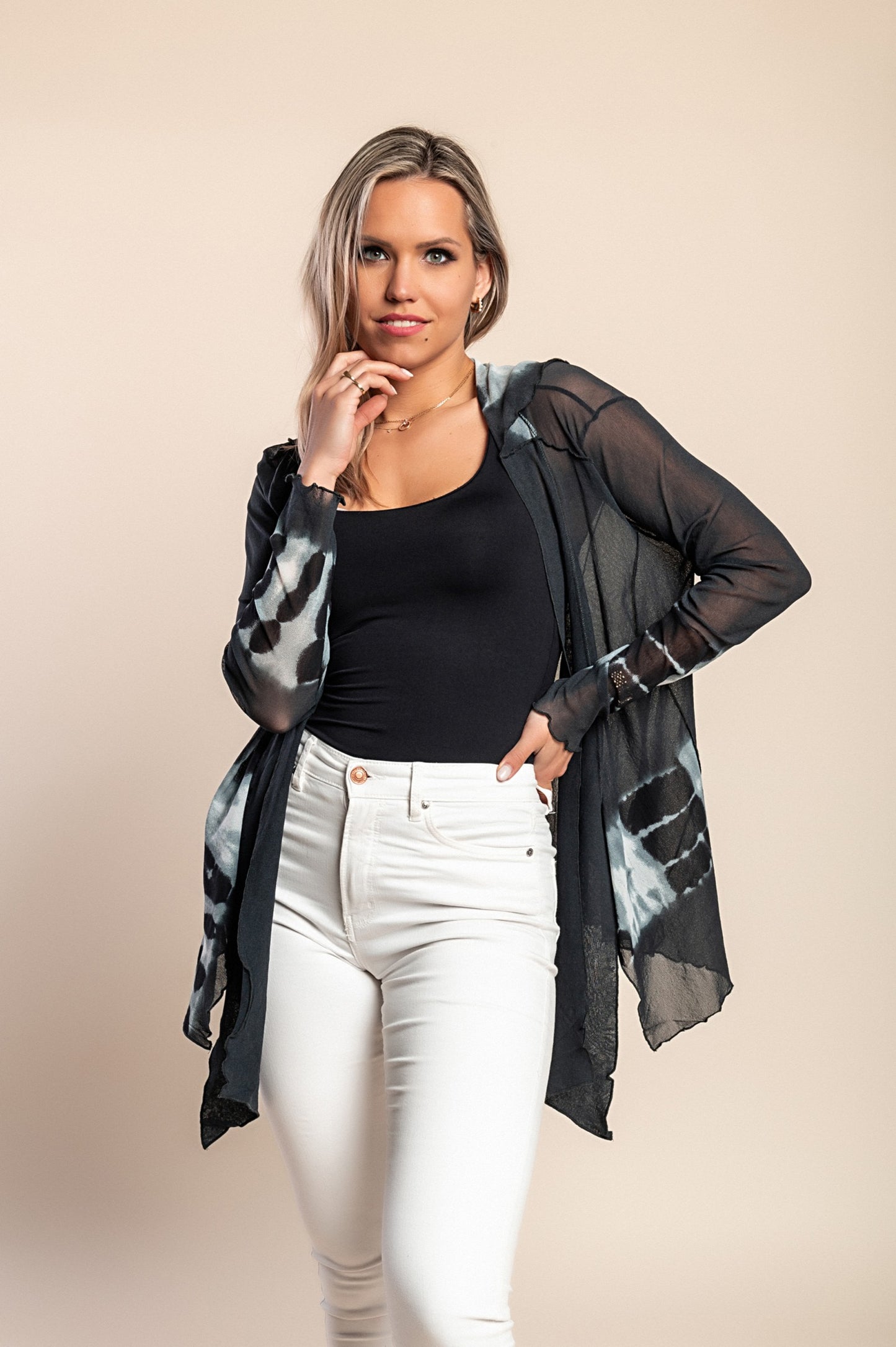 Cardigan trasparente, oliva
