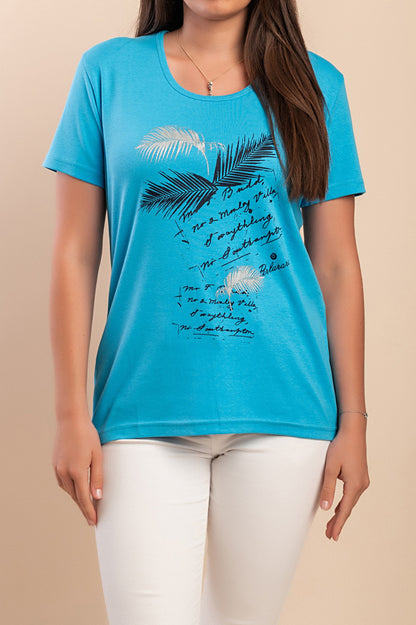 T-shirt in cotone con stampa, blu