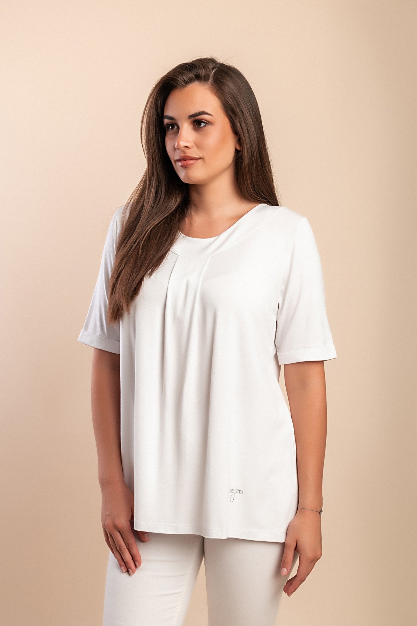 Maglietta girocollo, bianca