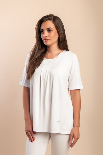 Maglietta girocollo, bianca