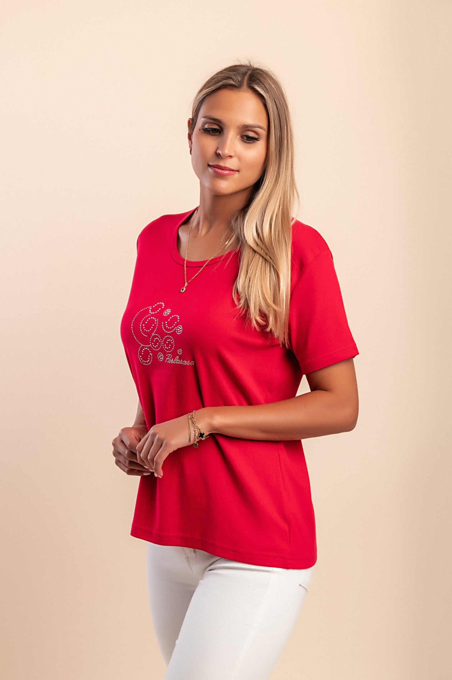Maglietta con scollo tondo, rossa