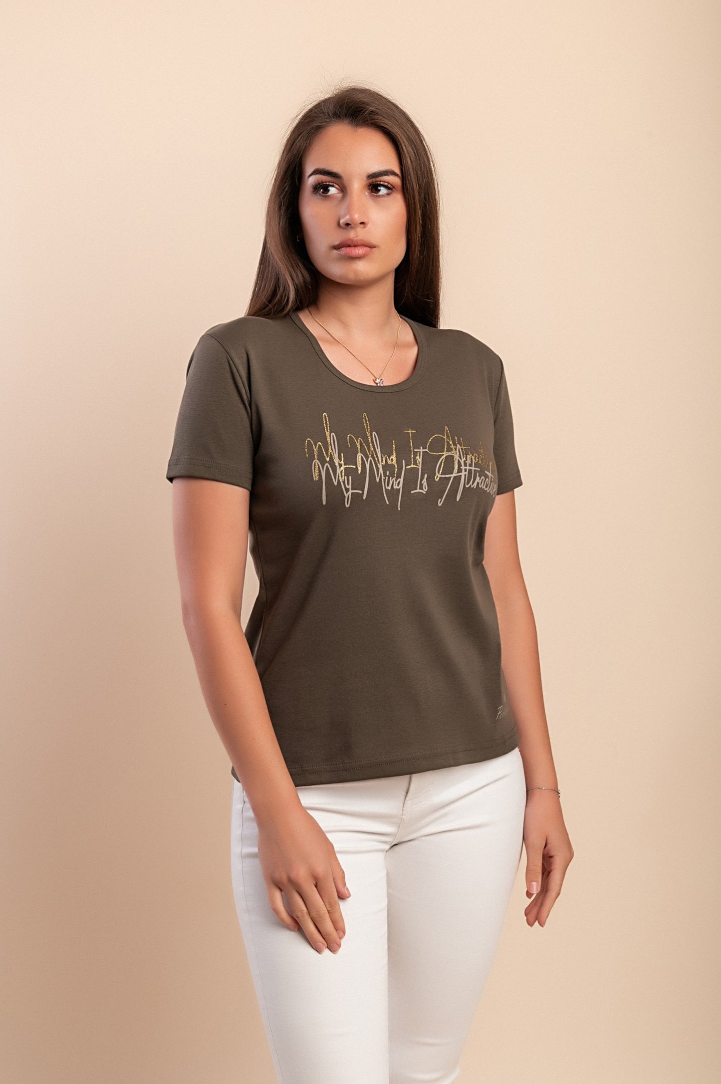 T-shirt in cotone con stampa, azzurra