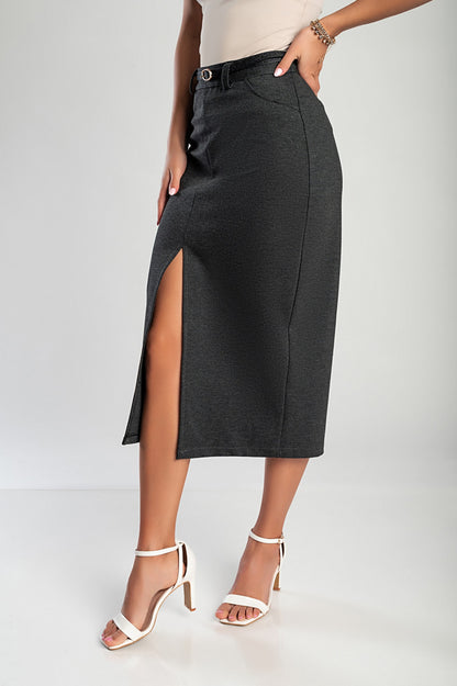 Gonna midi elegante con cintura, blu