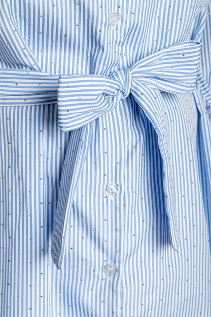 Camicia lunga a righe, blu