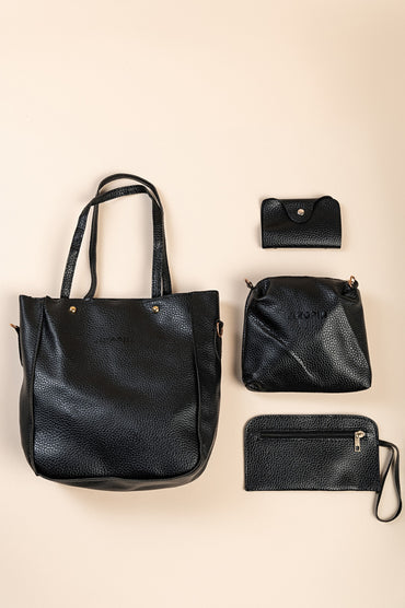 Set borsa e portafoglio 4 pezzi, nero