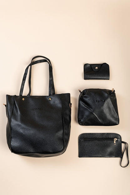 Set borsa e portafoglio 4 pezzi, nero
