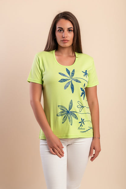 T-shirt in cotone con stampa, verde chiaro
