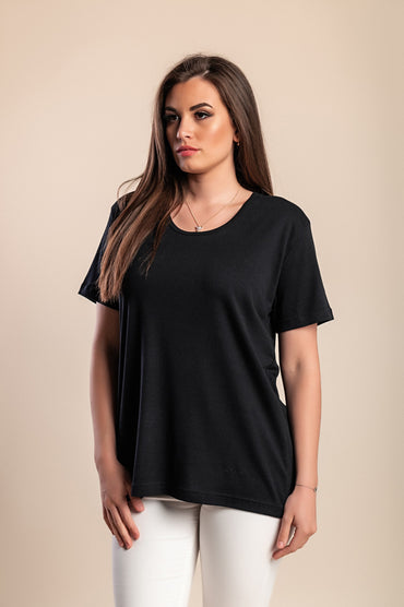 Maglietta girocollo taglie forti, nera