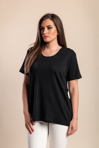Maglietta girocollo taglie forti, nera
