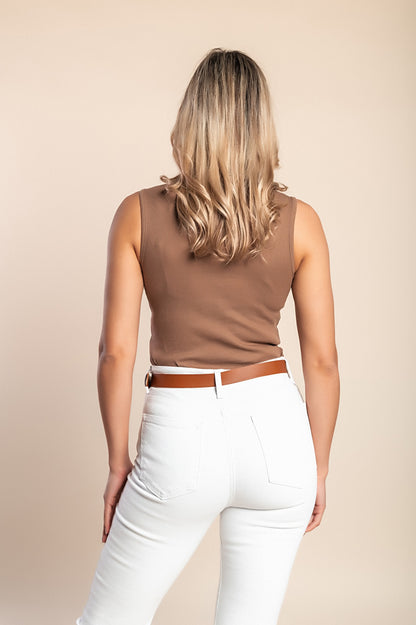 Top in cotone, marrone