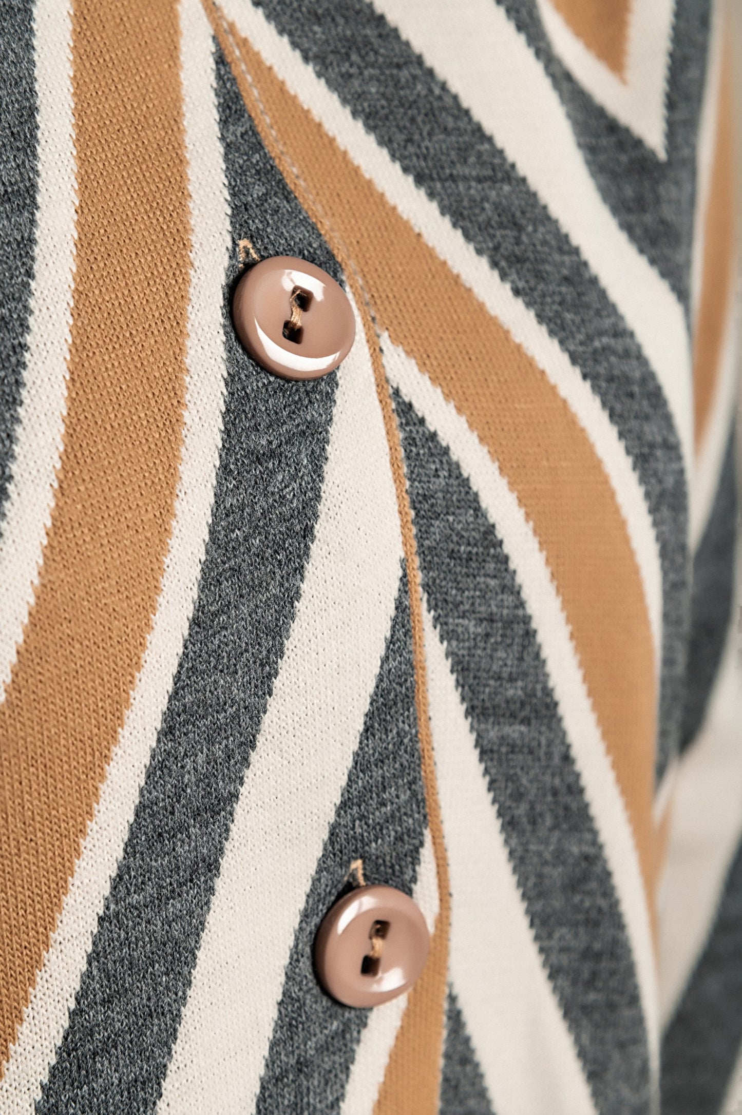 Cardigan in maglia con bottoni, beige/grigio/bianco