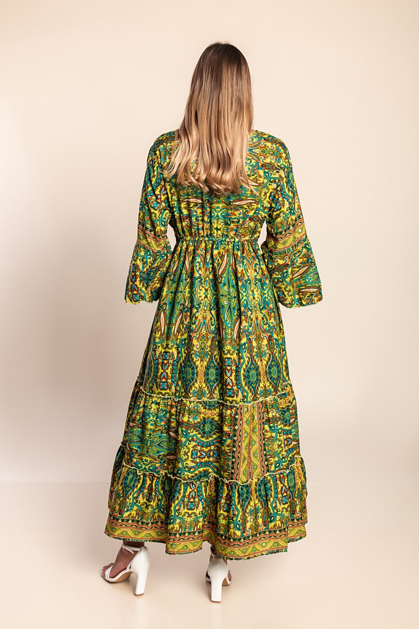 Abito maxi con stampa, blu