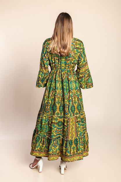Abito maxi con stampa, blu