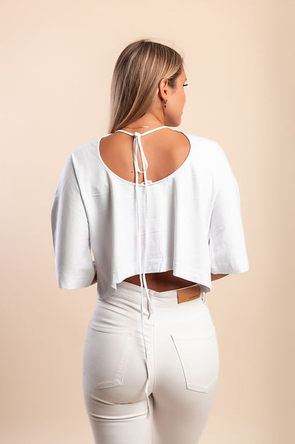 T-shirt in cotone con stampa, bianca